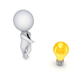 3d small person with an idea symbol.