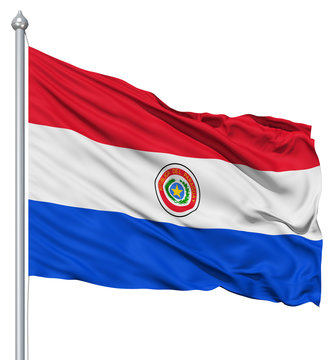 Waving flag of Paraguay