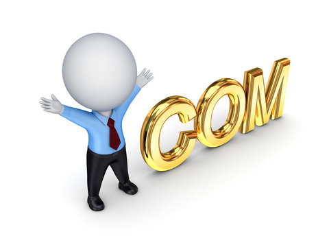 3d small person and word COM.