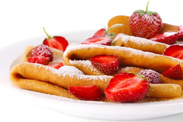 fresh pancake with strawberry