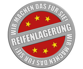 Schild graurot rund REIFENLAGERUNG