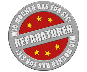 Schild graurot rund rt WMDFS REPARATUREN