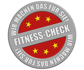 Schild graurot rund rt wmdfs FITNESS-CHECK