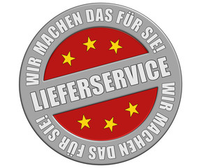 Schild graurot rund rt wmdfs LIEFERSERVICE