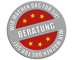 Schild graurot rund rt  WMDFS BERATUNG