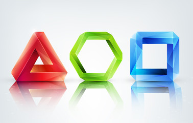 Impossible figures. Vector illusion.