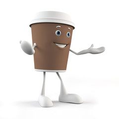 3d rendered illustration of a coffee cup character