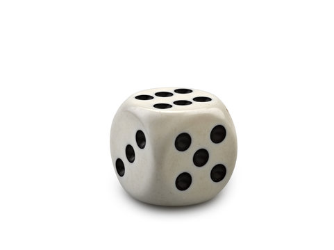 Old and used dice isolated on white background