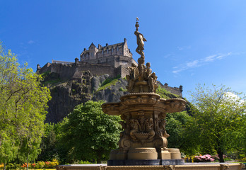 View of Edinburgh Castle from Princes Street Gardens