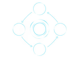 White-Blue background Nettech,circles diagram to insert icons