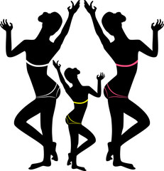 black silhouettes of a girl in a swimsuit