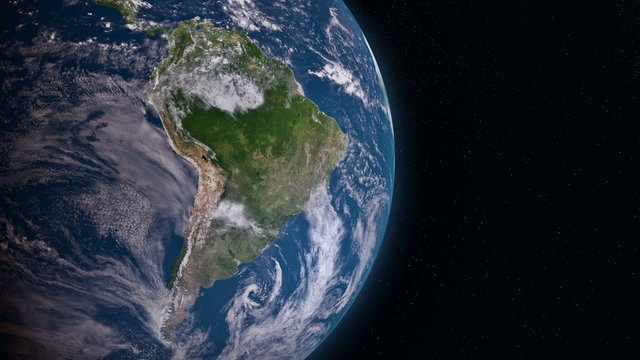 Earth 3d view from space. South America