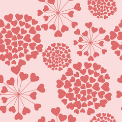 Seamless floral pattern with hearts