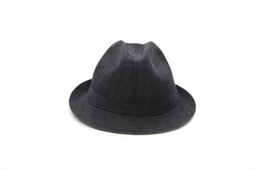 Stylish black hat isolated on white background