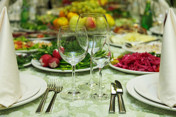 The served table at restaurant