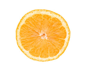 Big fresh juicy orange slice isolated on white