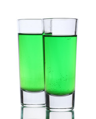 Two glasses of absinthe isolated on white