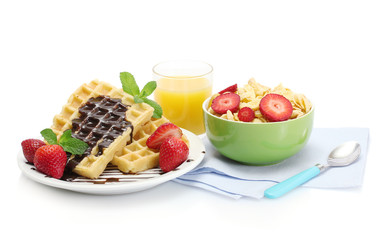 light breakfast isolated on white