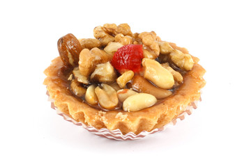 Sweet pastry basket with nuts