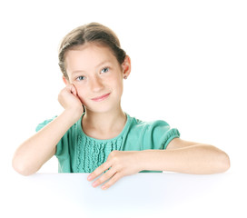 Portrait of beautiful little girl. Isolated on white