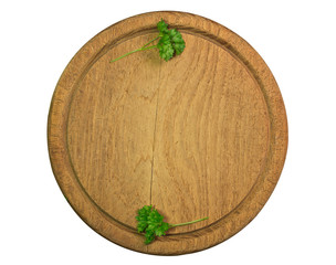 Assortment of herbs and spices on natural cutting board