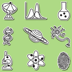 Illustration of science icons - stickers