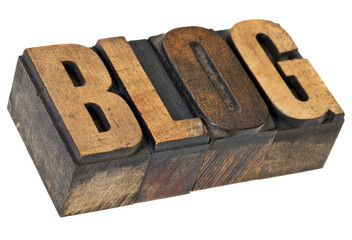 blog word in letterpress wood type