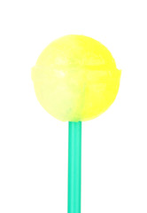 Sweet and tasty lollipop isolated on white close-up