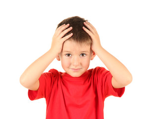 portrait of little boy isolated on white