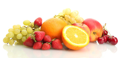 exotic fruits and berries isolated on white