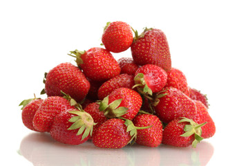 sweet ripe strawberries isolated on white