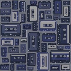 Cassette tape seamless pattern