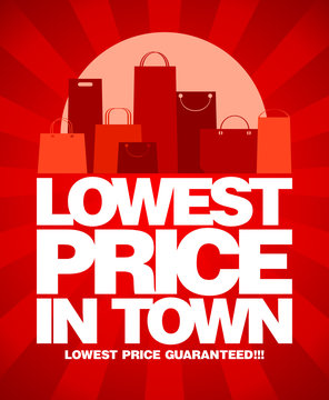 Lowest price in town, sale design with shopping bags.