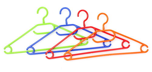 plastic hangers isolated on white