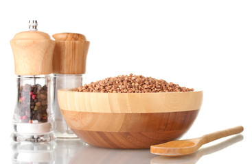 Raw buckwheat isolated on white