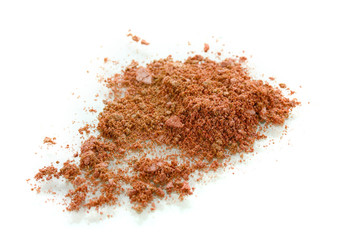 Crushed brown eyeshadows isolated on white