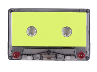 Audio cassette with color label isolated on white