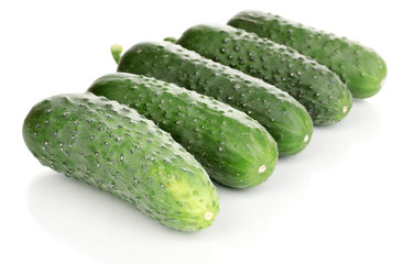 Fresh cucumbers isolated on white