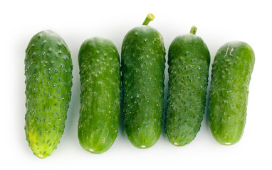 Fresh cucumbers isolated on white
