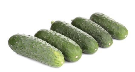 Fresh cucumbers isolated on white