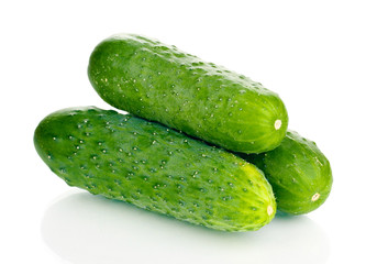 Fresh cucumbers isolated on white