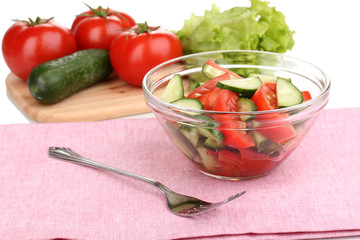 Fresh salad with tomatoes and cucumbers
