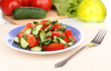 Fresh salad with tomatoes and cucumbers