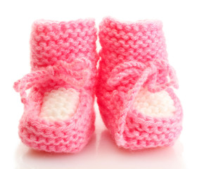 pink baby boots isolated on white