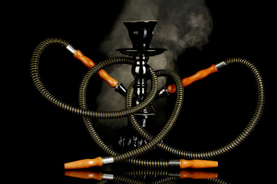 hookah smoke on black background