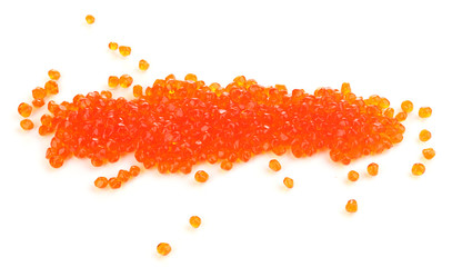 Red caviar isolated on white