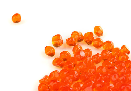 Red caviar isolated on white