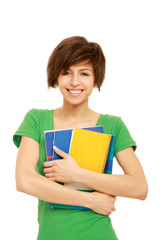 smiling beautiful young woman with book