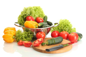 fresh vegetables for salad isolated on white
