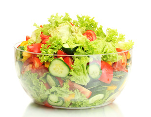 vegetable salad in bowl isolated on white